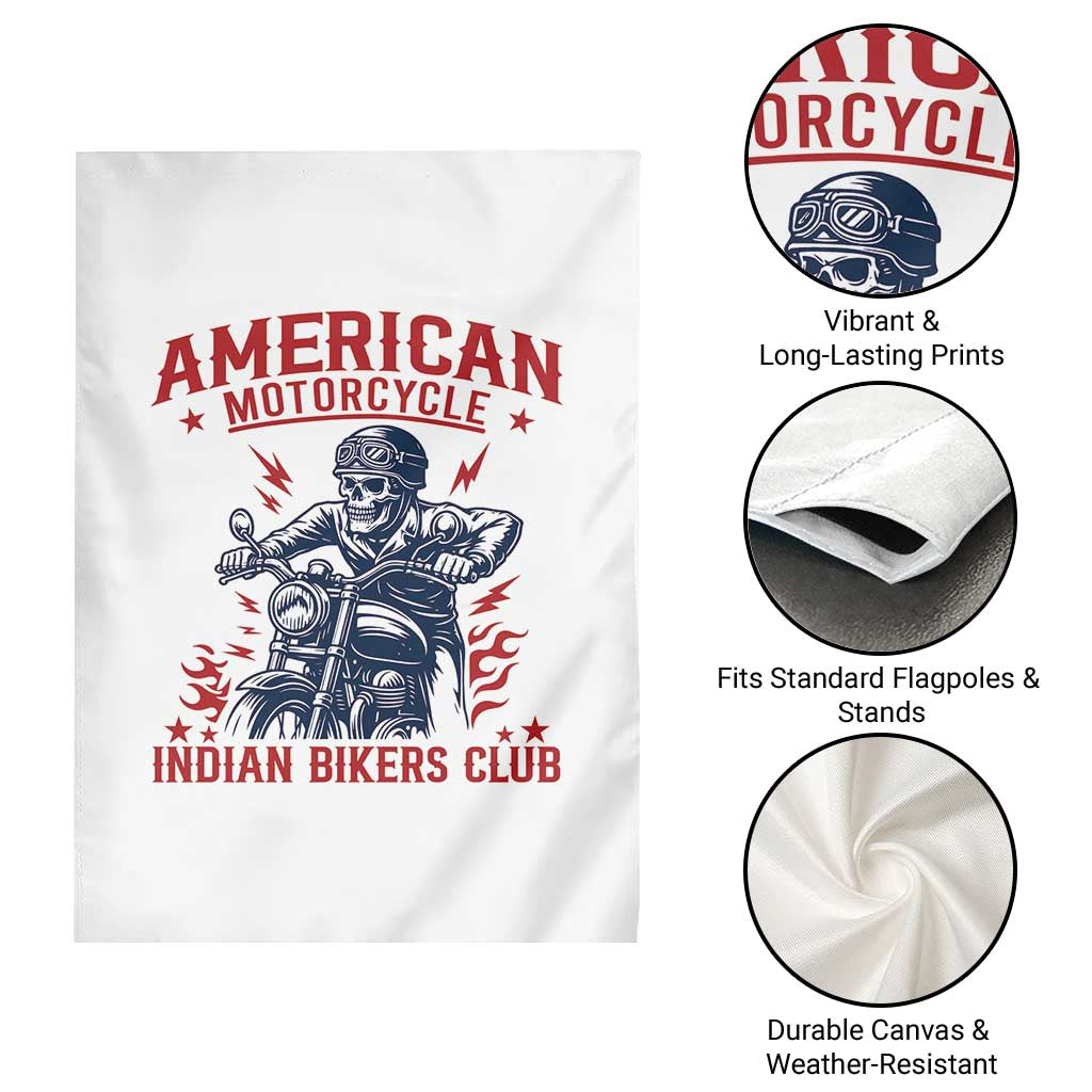 Funny Skeleton Motorcycle Garden Flag American Motorcycle Indian Bikers Club - Wonder Print Shop