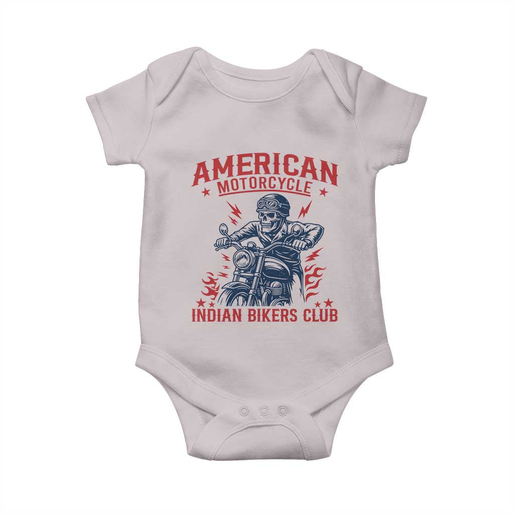Funny Skeleton Motorcycle Baby Onesie American Motorcycle Indian Bikers Club - Wonder Print Shop