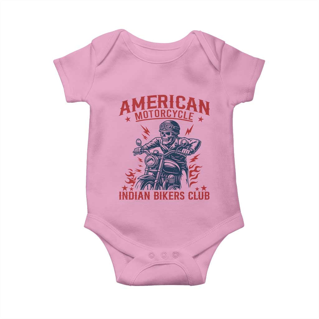 Funny Skeleton Motorcycle Baby Onesie American Motorcycle Indian Bikers Club - Wonder Print Shop