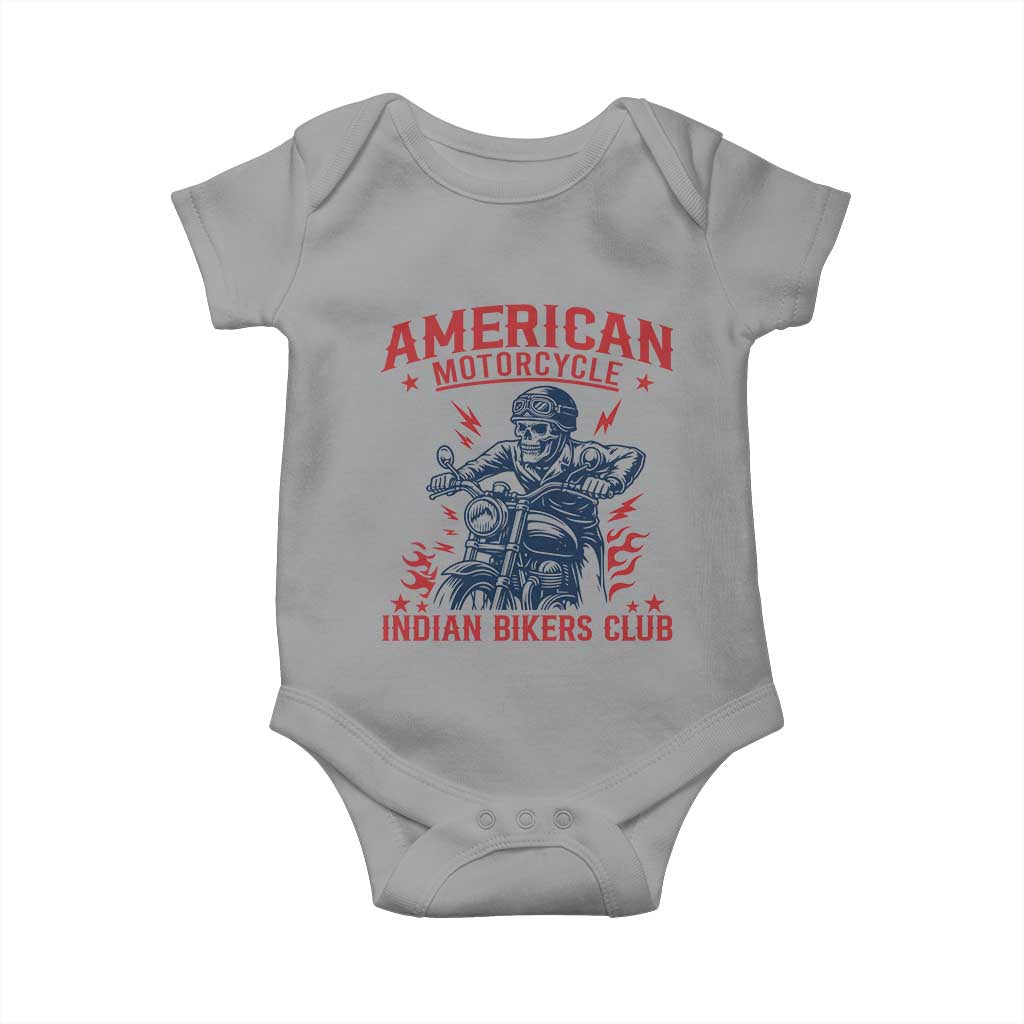 Funny Skeleton Motorcycle Baby Onesie American Motorcycle Indian Bikers Club - Wonder Print Shop