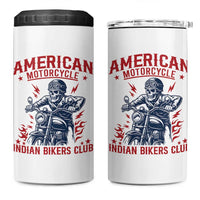 Funny Skeleton Motorcycle 4 in 1 Can Cooler Tumbler American Motorcycle Indian Bikers Club