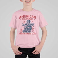Funny Skeleton Motorcycle T Shirt For Kid American Motorcycle Indian Bikers Club - Wonder Print Shop