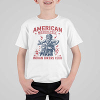 Funny Skeleton Motorcycle T Shirt For Kid American Motorcycle Indian Bikers Club - Wonder Print Shop