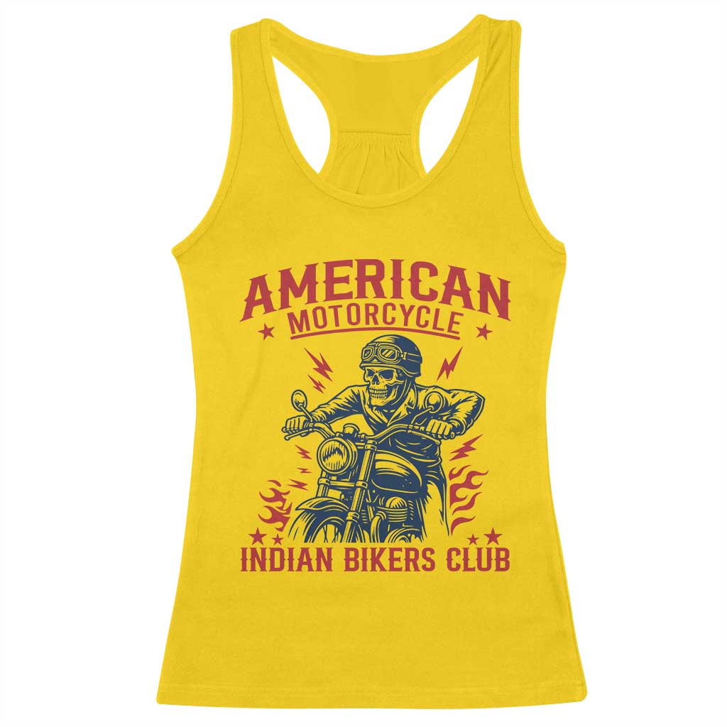Funny Skeleton Motorcycle Racerback Tank Top American Motorcycle Indian Bikers Club - Wonder Print Shop