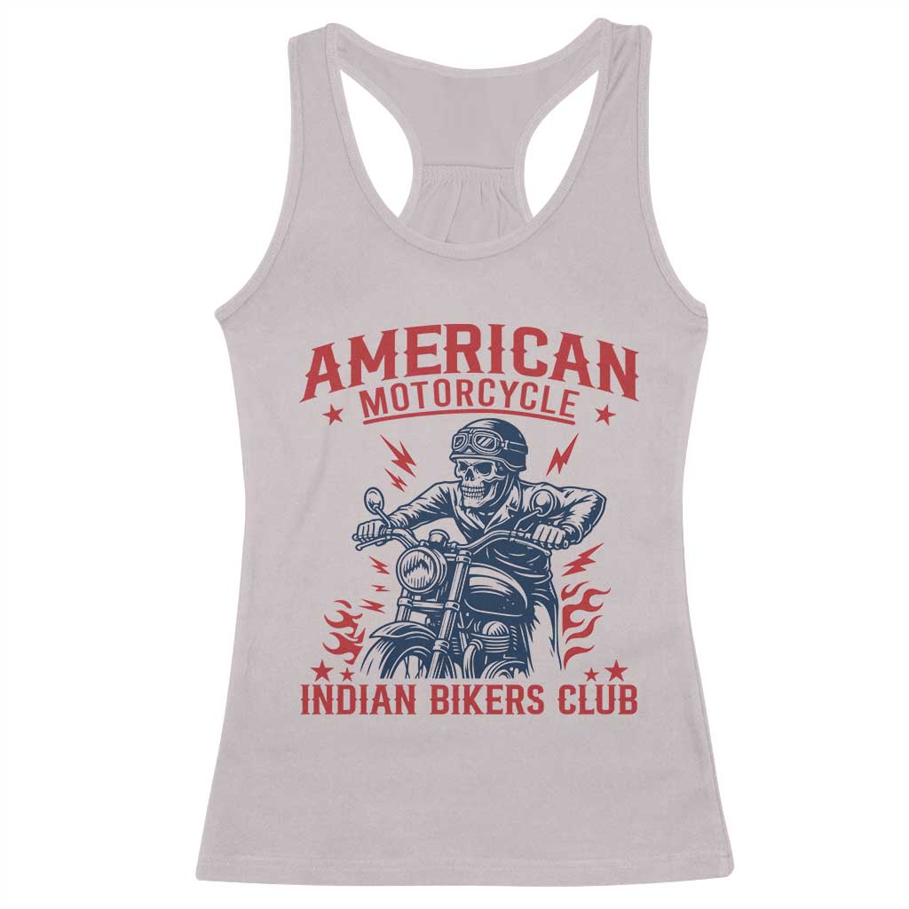 Funny Skeleton Motorcycle Racerback Tank Top American Motorcycle Indian Bikers Club - Wonder Print Shop