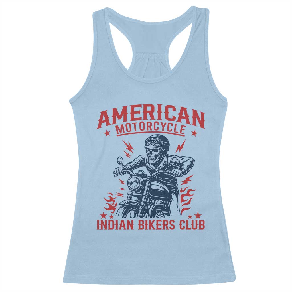 Funny Skeleton Motorcycle Racerback Tank Top American Motorcycle Indian Bikers Club - Wonder Print Shop