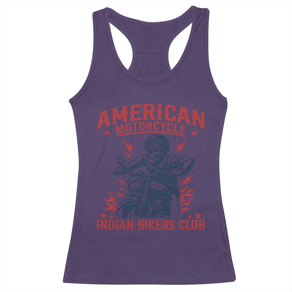 Funny Skeleton Motorcycle Racerback Tank Top American Motorcycle Indian Bikers Club - Wonder Print Shop