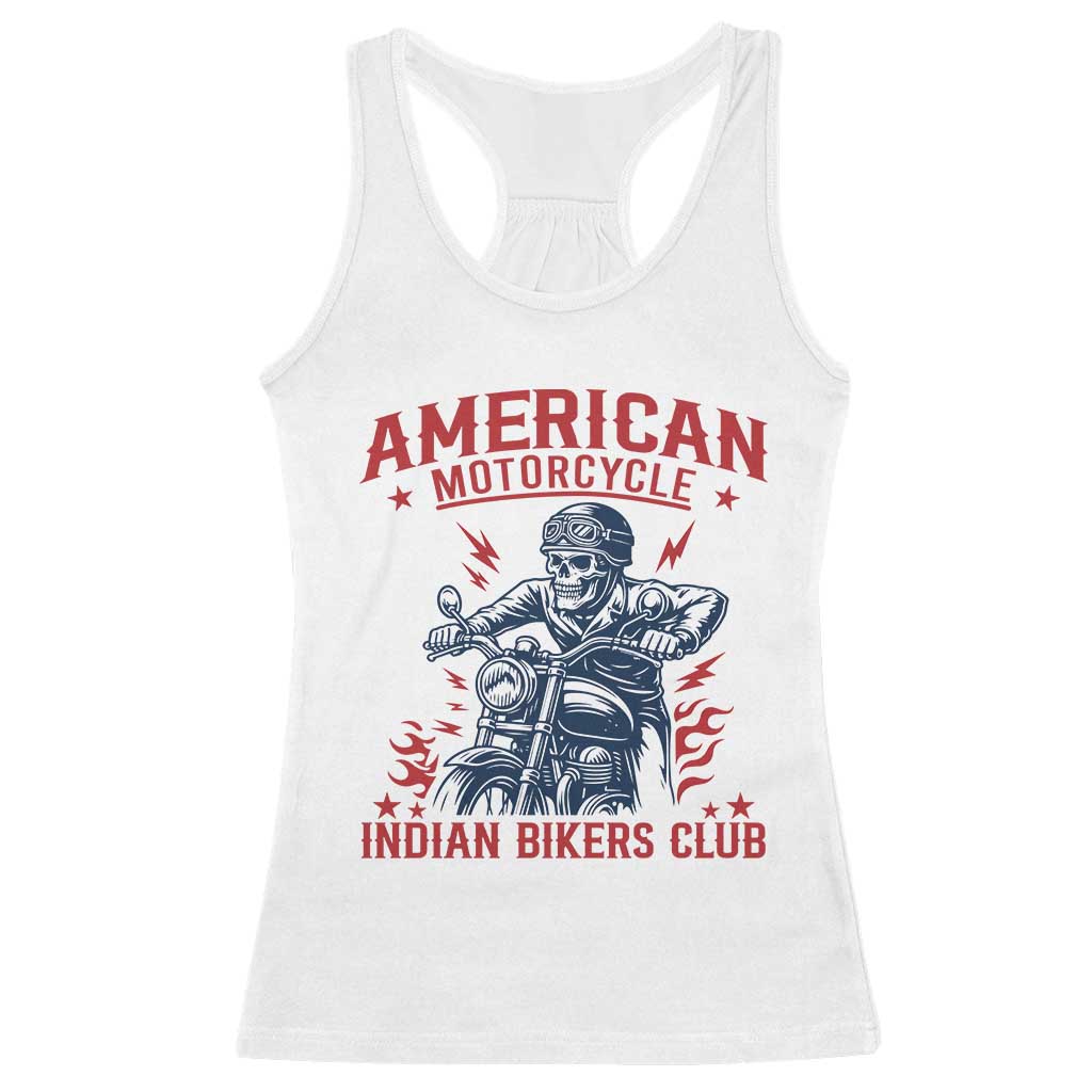 Funny Skeleton Motorcycle Racerback Tank Top American Motorcycle Indian Bikers Club - Wonder Print Shop