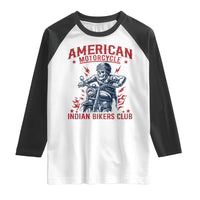 Funny Skeleton Motorcycle Raglan Shirt American Motorcycle Indian Bikers Club - Wonder Print Shop