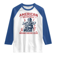 Funny Skeleton Motorcycle Raglan Shirt American Motorcycle Indian Bikers Club - Wonder Print Shop