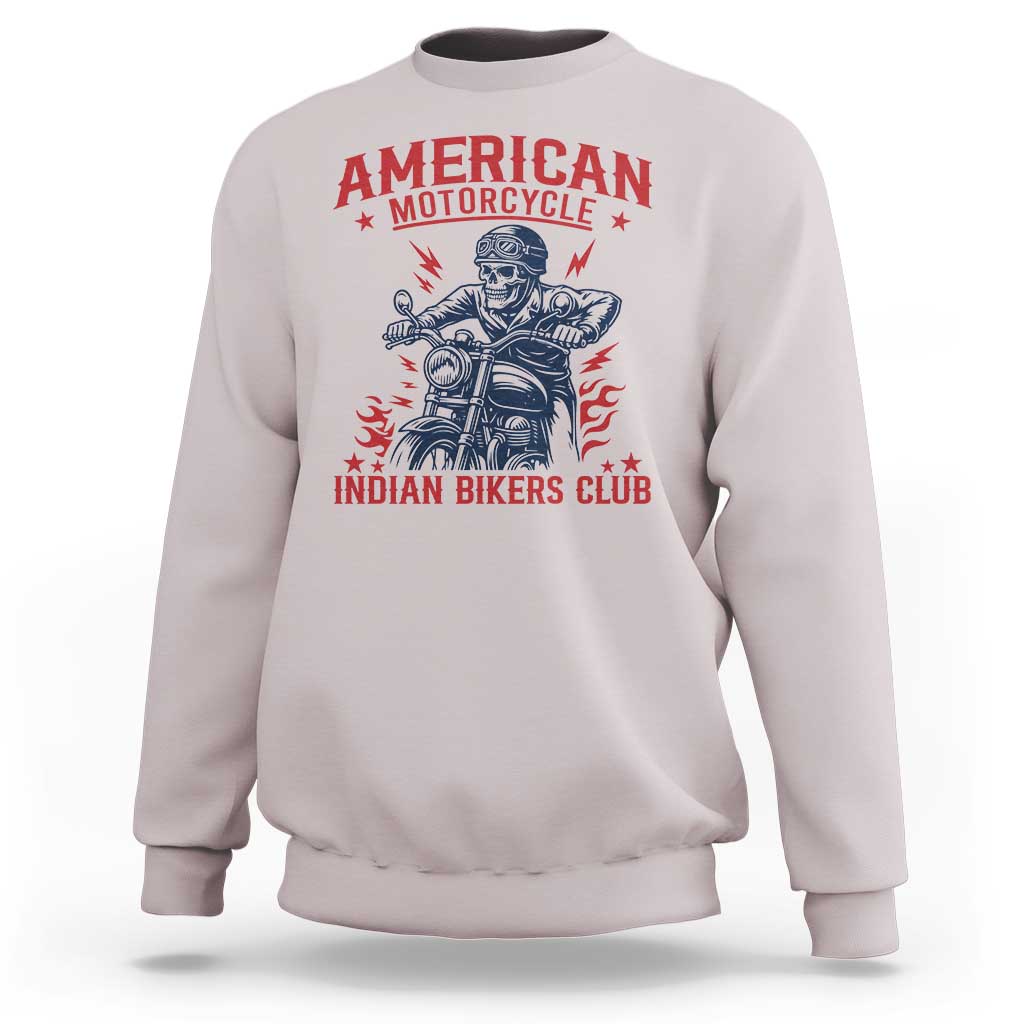 Funny Skeleton Motorcycle Sweatshirt American Motorcycle Indian Bikers Club - Wonder Print Shop
