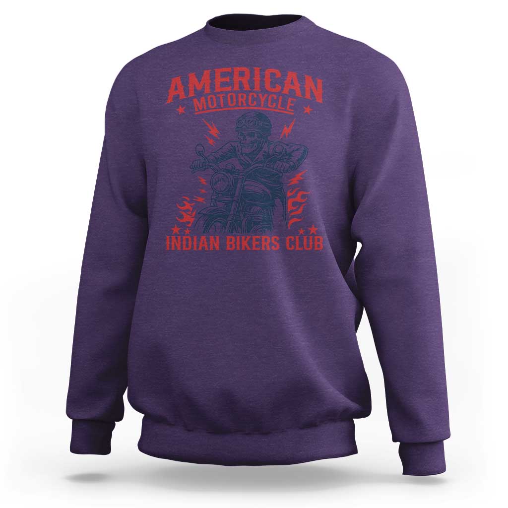 Funny Skeleton Motorcycle Sweatshirt American Motorcycle Indian Bikers Club - Wonder Print Shop