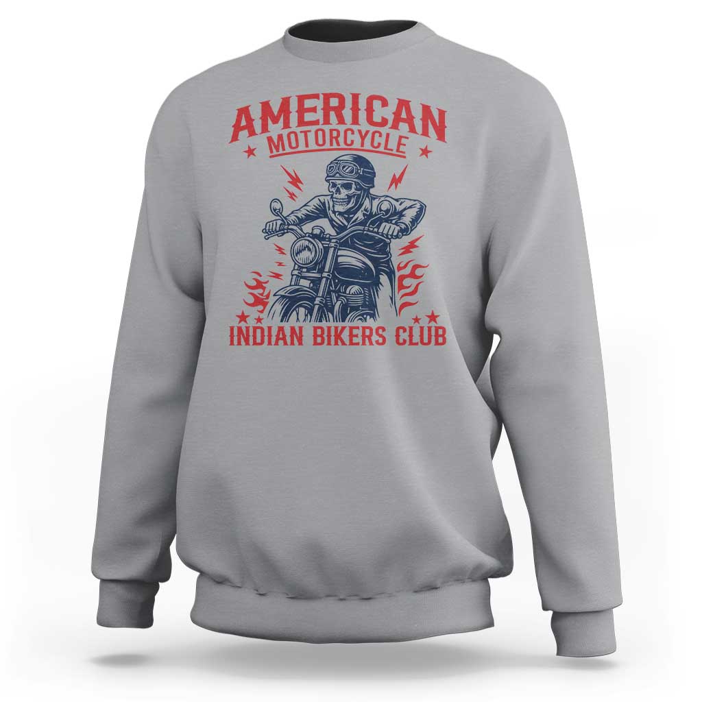Funny Skeleton Motorcycle Sweatshirt American Motorcycle Indian Bikers Club - Wonder Print Shop