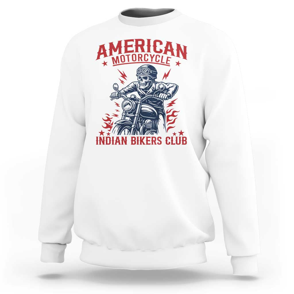 Funny Skeleton Motorcycle Sweatshirt American Motorcycle Indian Bikers Club - Wonder Print Shop