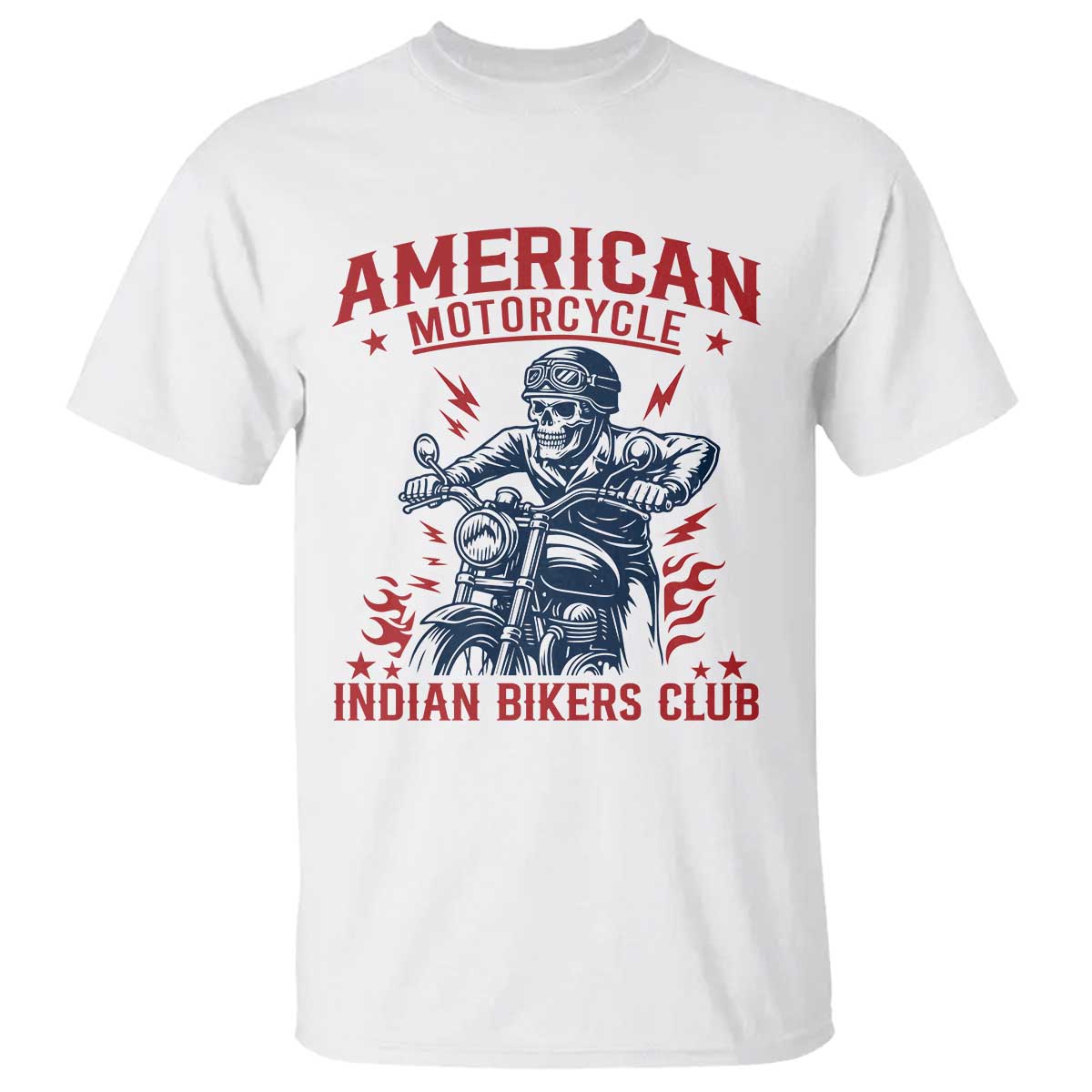 Funny Skeleton Motorcycle T Shirt American Motorcycle Indian Bikers Club - Wonder Print Shop