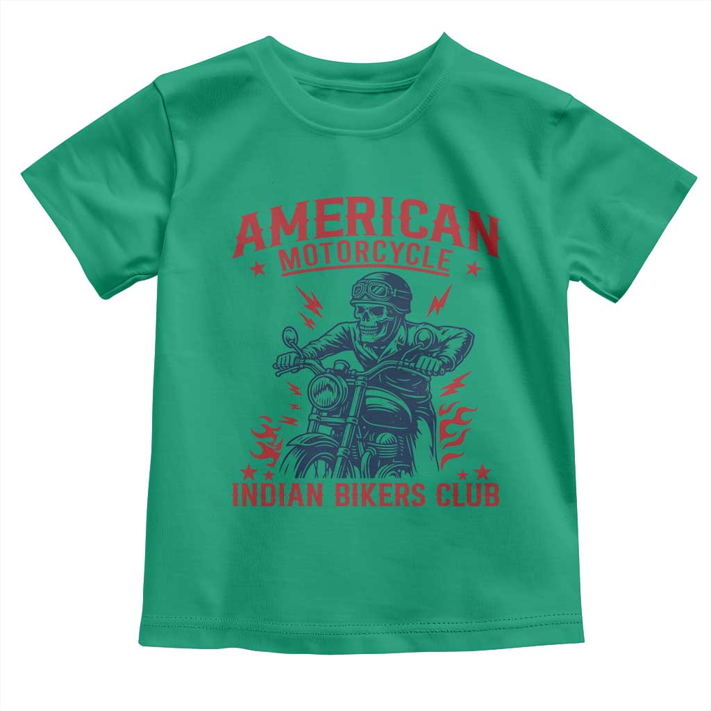 Funny Skeleton Motorcycle Toddler T Shirt American Motorcycle Indian Bikers Club - Wonder Print Shop