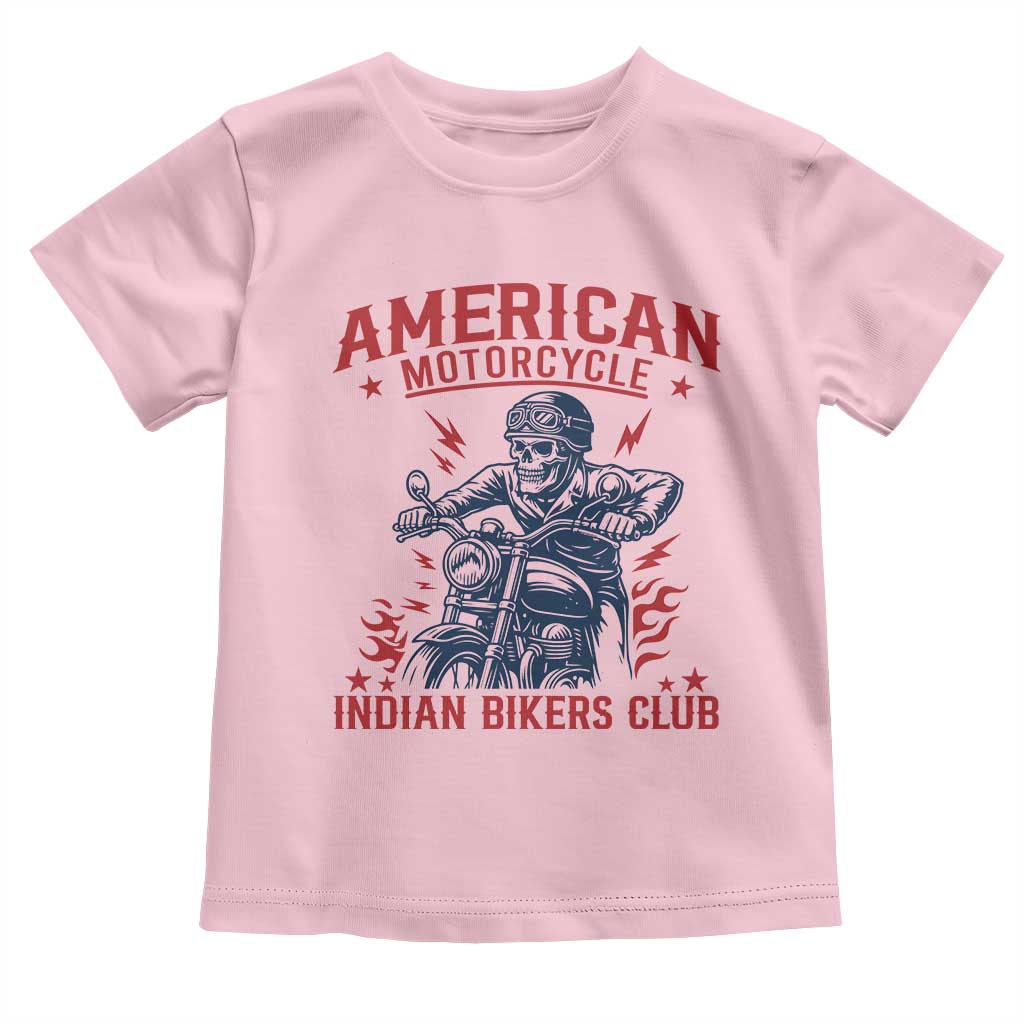 Funny Skeleton Motorcycle Toddler T Shirt American Motorcycle Indian Bikers Club - Wonder Print Shop
