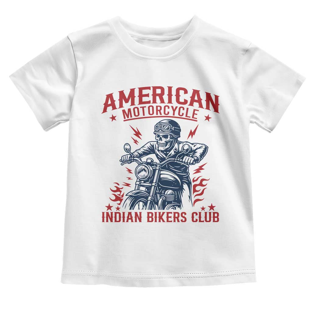 Funny Skeleton Motorcycle Toddler T Shirt American Motorcycle Indian Bikers Club - Wonder Print Shop
