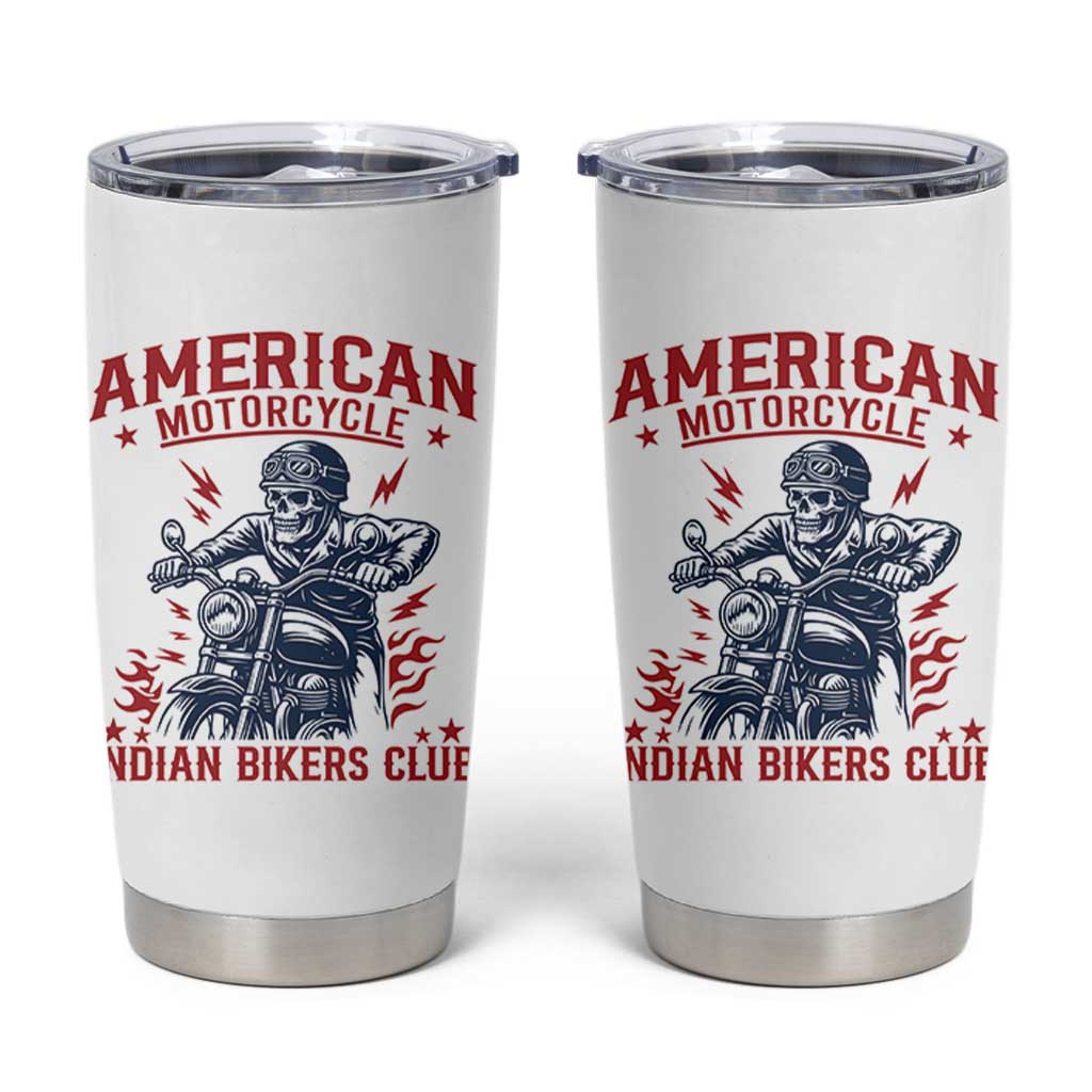 Funny Skeleton Motorcycle Tumbler Cup American Motorcycle Indian Bikers Club