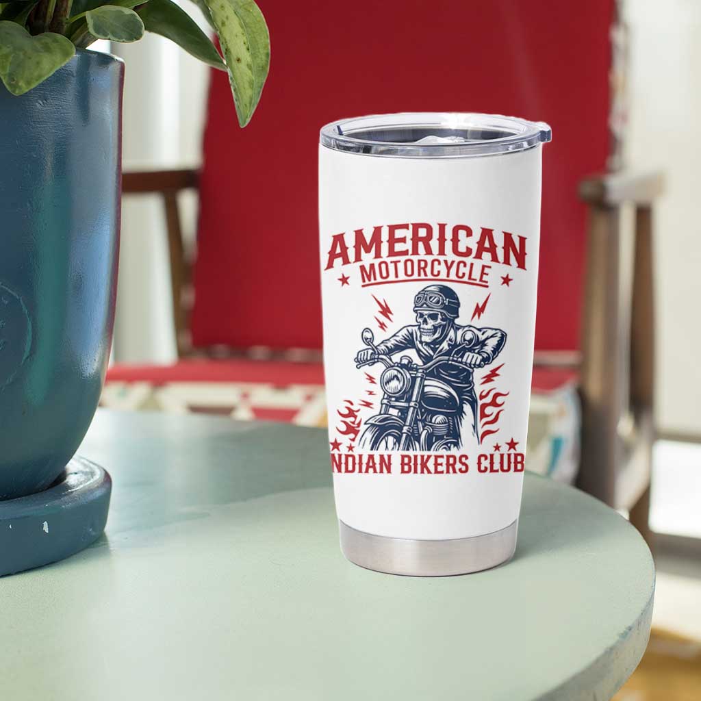 Funny Skeleton Motorcycle Tumbler Cup American Motorcycle Indian Bikers Club