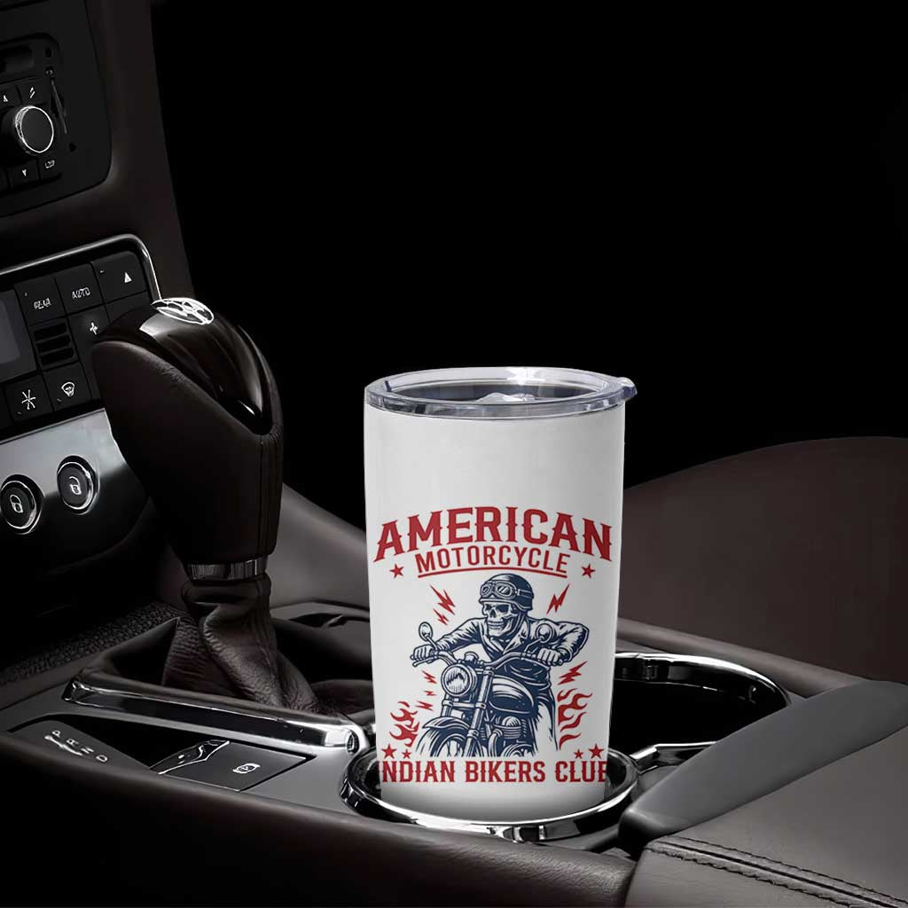 Funny Skeleton Motorcycle Tumbler Cup American Motorcycle Indian Bikers Club