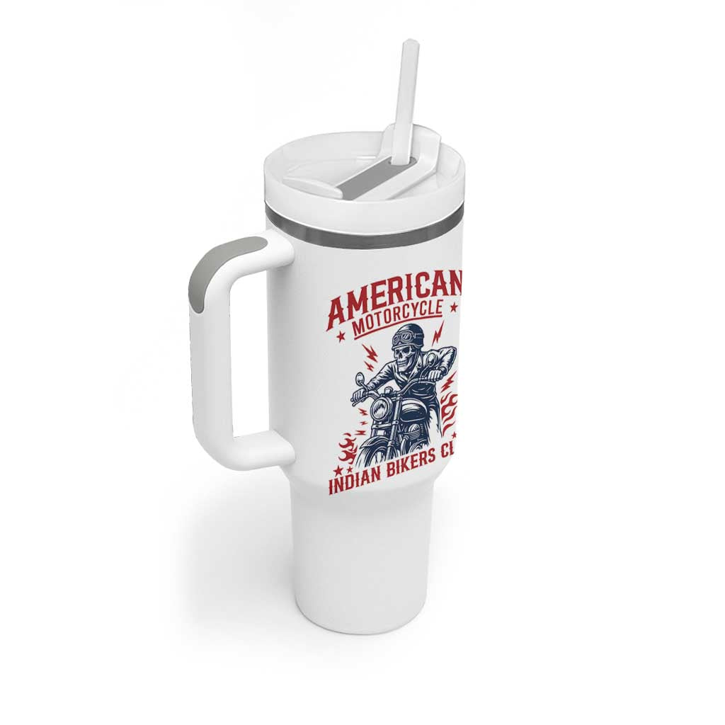 Funny Skeleton Motorcycle Tumbler With Handle American Motorcycle Indian Bikers Club