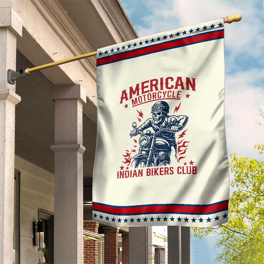 Funny Skeleton Motorcycle Garden Flag American Motorcycle Indian Bikers Club