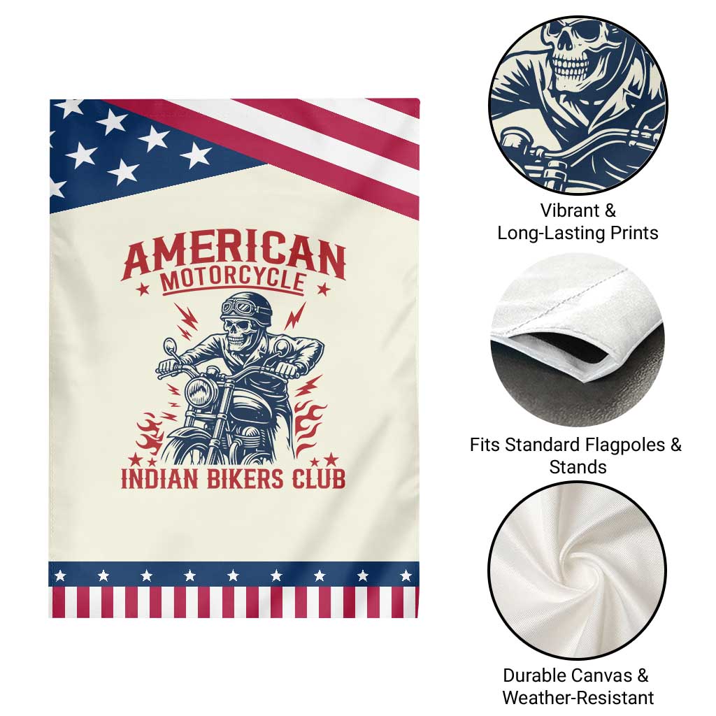 Funny Skeleton Motorcycle Garden Flag American Motorcycle Indian Bikers Club