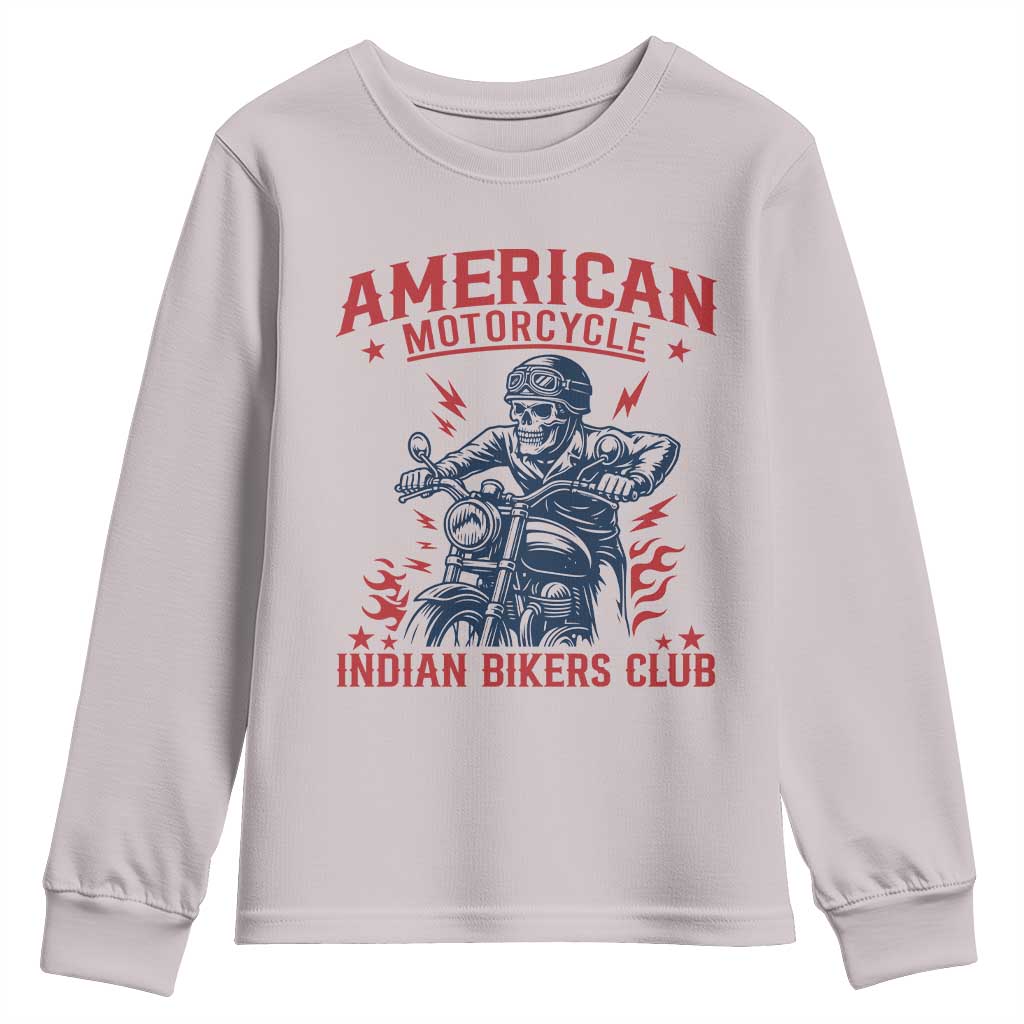 Funny Skeleton Motorcycle Youth Sweatshirt American Motorcycle Indian Bikers Club - Wonder Print Shop