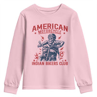 Funny Skeleton Motorcycle Youth Sweatshirt American Motorcycle Indian Bikers Club - Wonder Print Shop