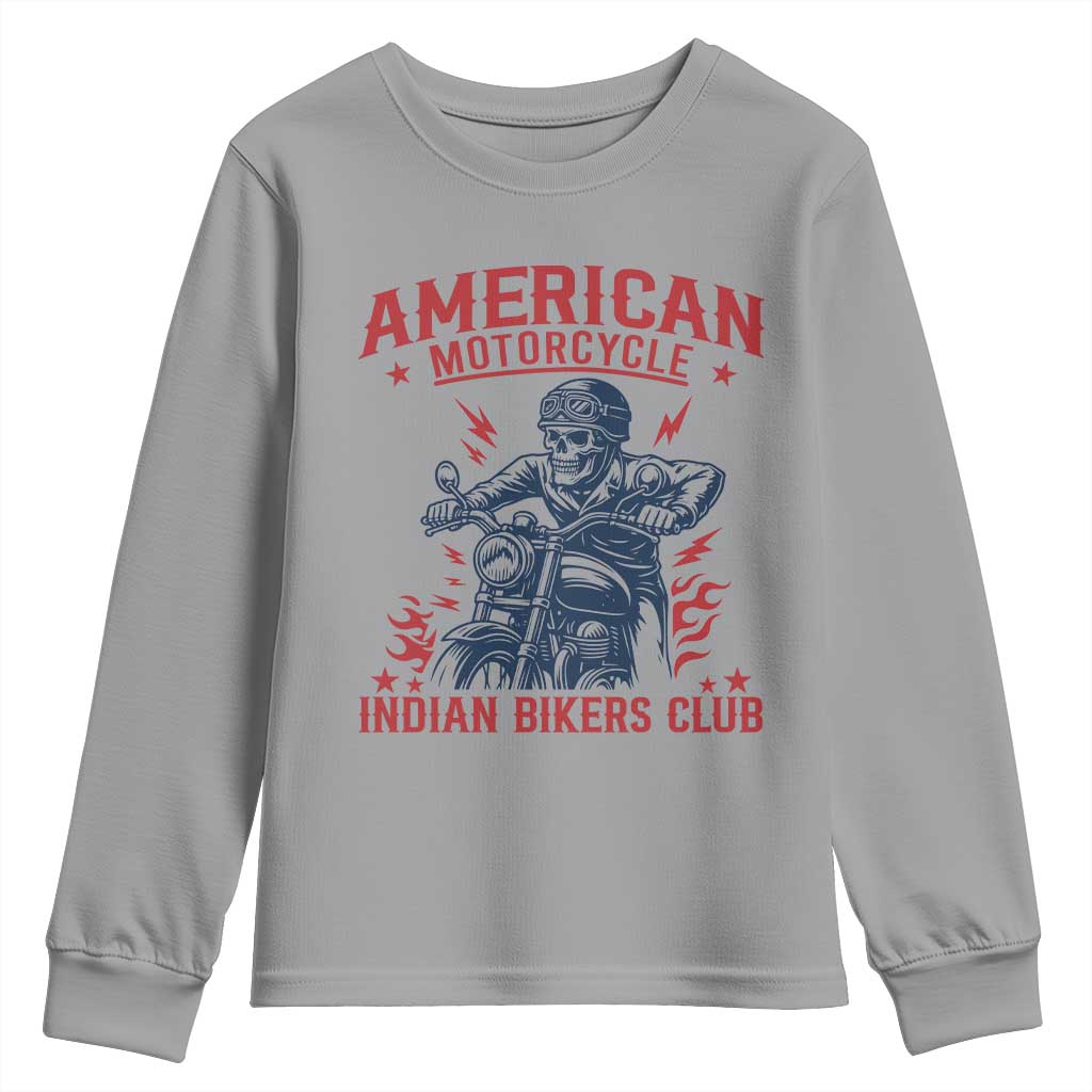Funny Skeleton Motorcycle Youth Sweatshirt American Motorcycle Indian Bikers Club - Wonder Print Shop