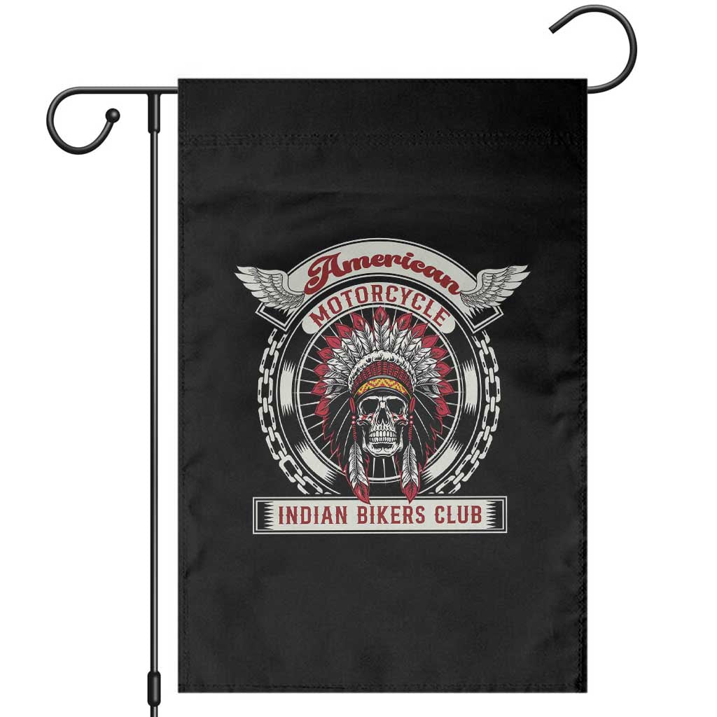 Native American Indian Chief Skull Motorcycle Headdress Garden Flag - Wonder Print Shop