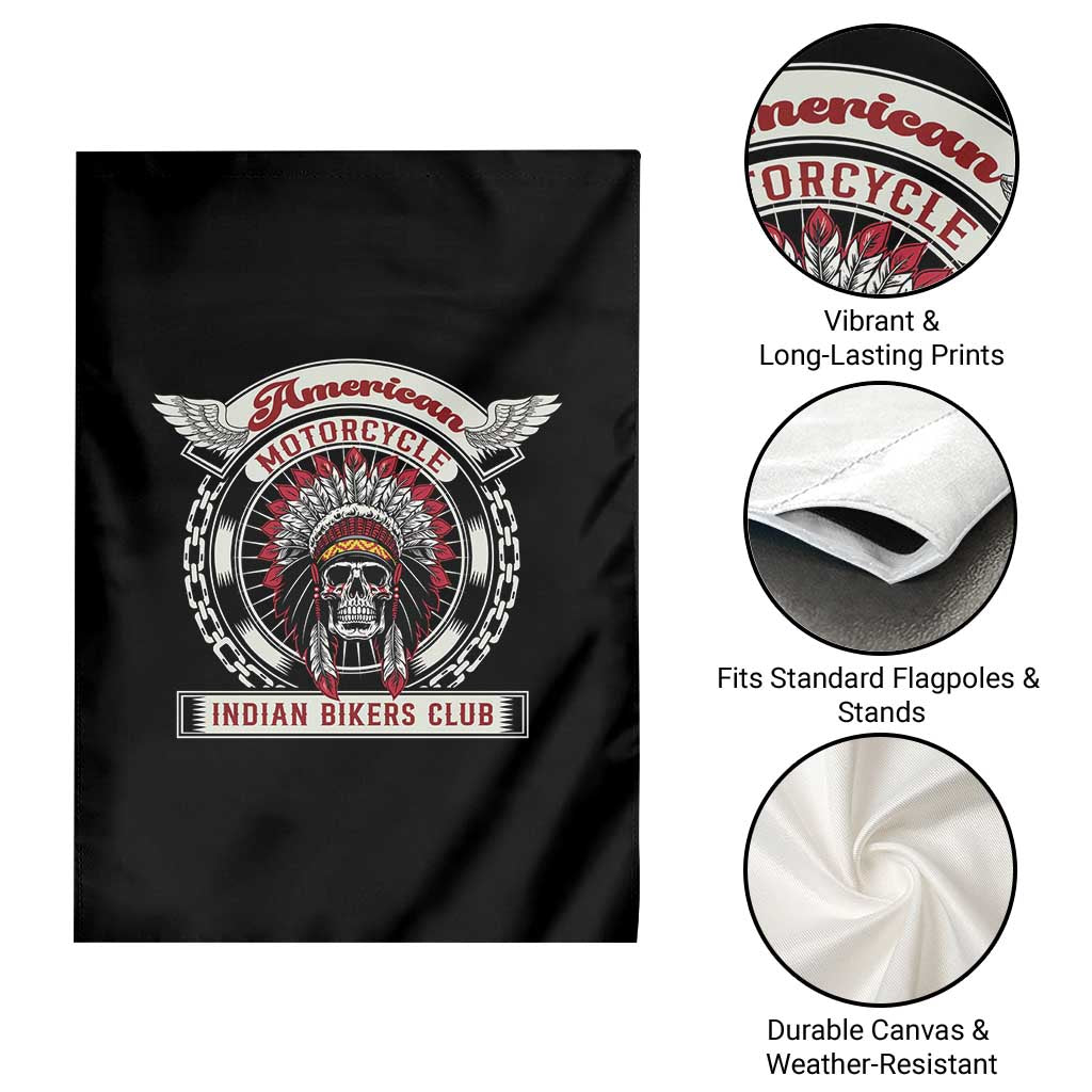 Native American Indian Chief Skull Motorcycle Headdress Garden Flag - Wonder Print Shop