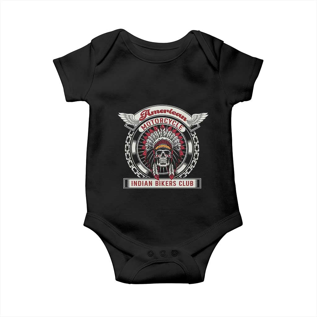 Native American Indian Chief Skull Motorcycle Headdress Baby Onesie - Wonder Print Shop