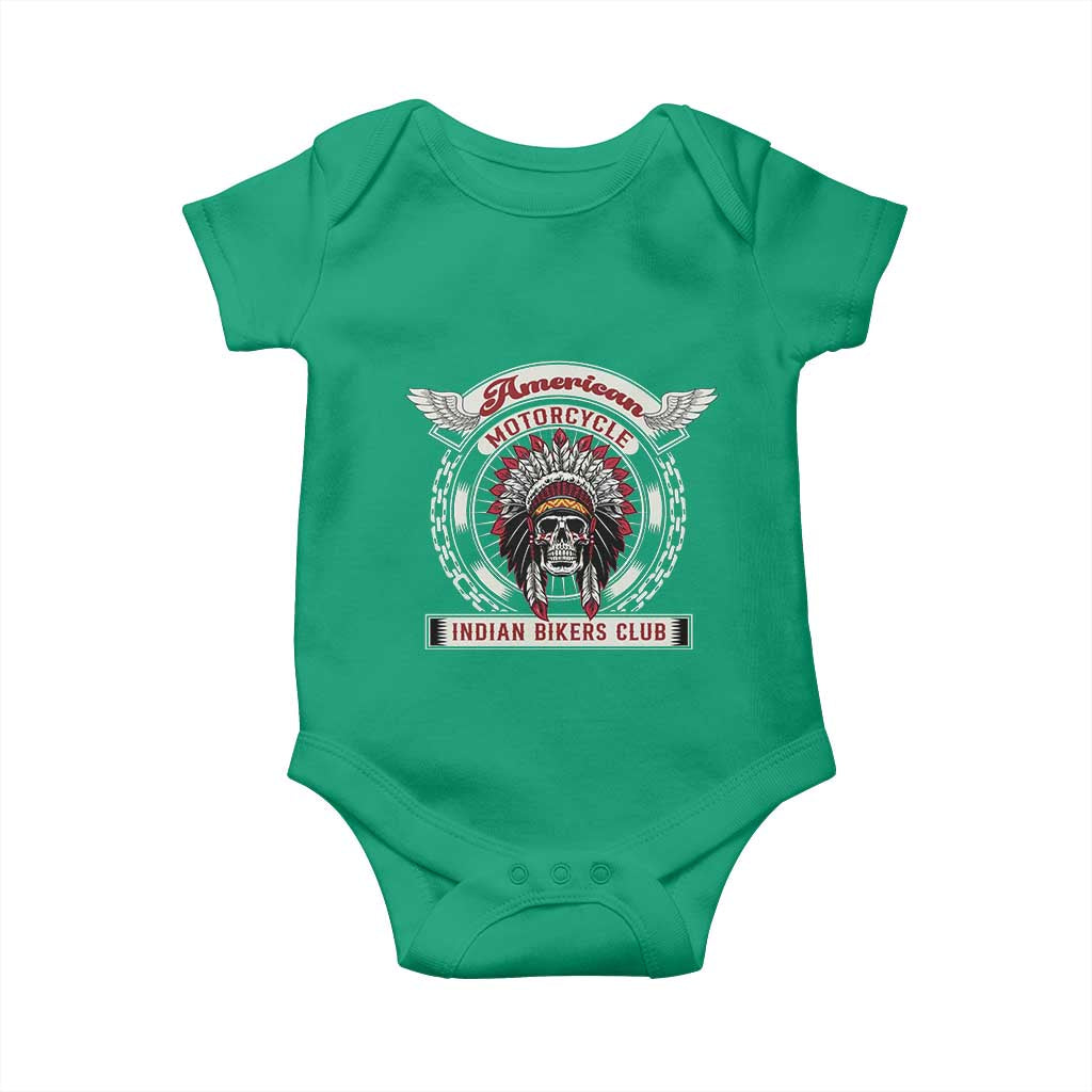 Native American Indian Chief Skull Motorcycle Headdress Baby Onesie - Wonder Print Shop