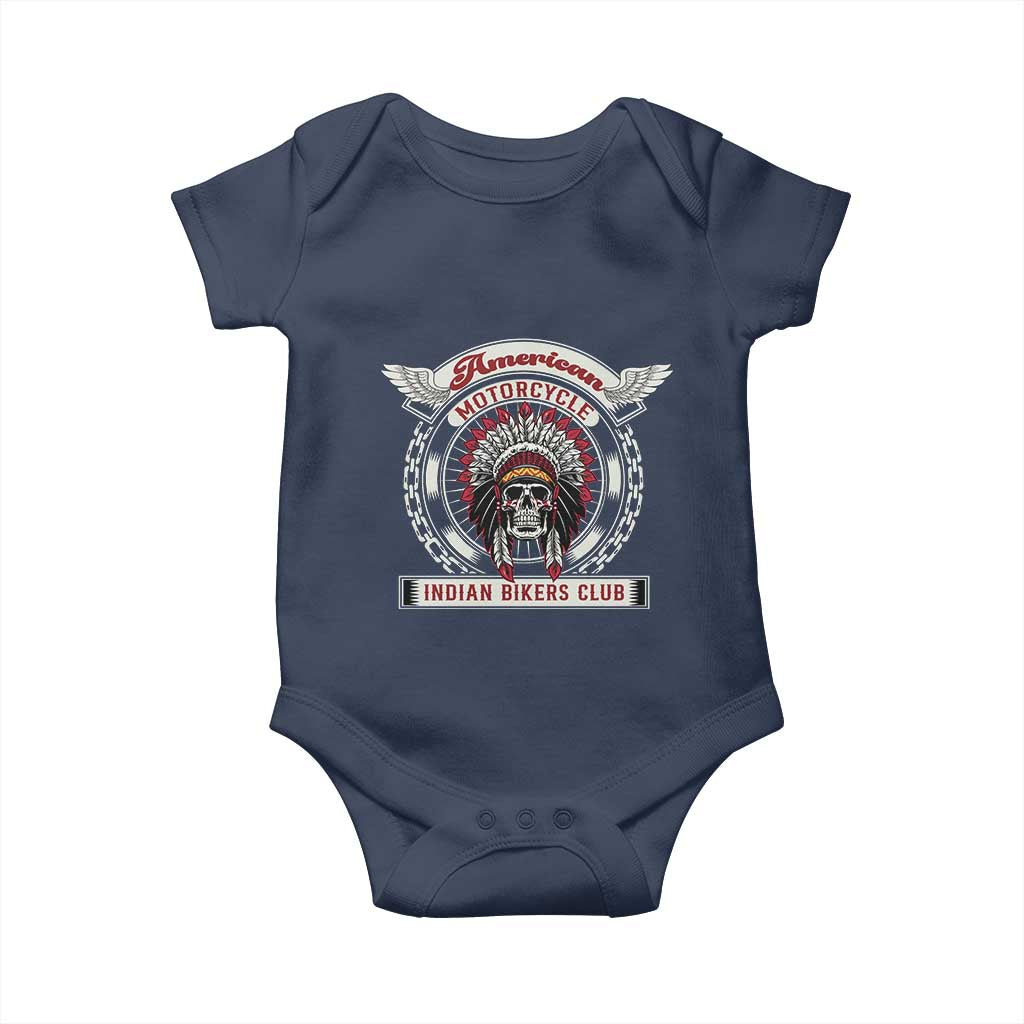 Native American Indian Chief Skull Motorcycle Headdress Baby Onesie - Wonder Print Shop