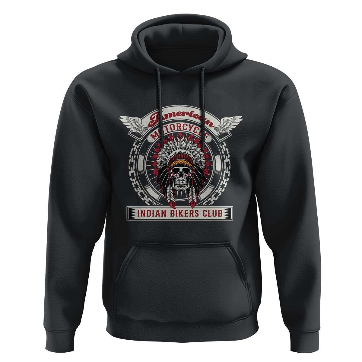 Native American Indian Chief Skull Motorcycle Headdress Hoodie - Wonder Print Shop