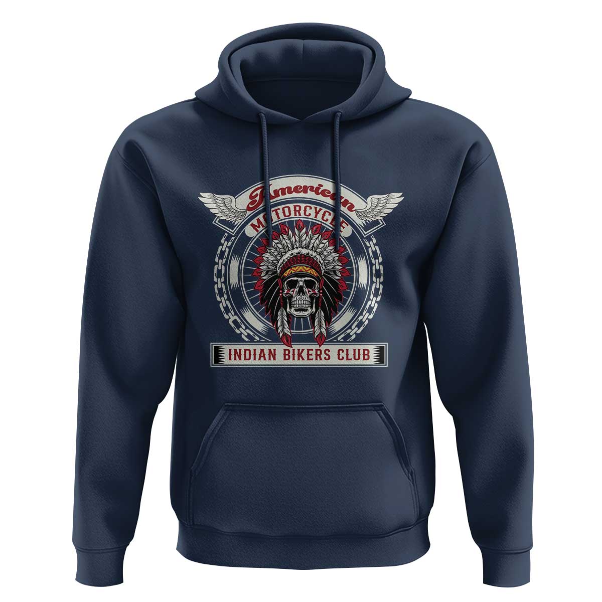 Native American Indian Chief Skull Motorcycle Headdress Hoodie - Wonder Print Shop