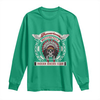 Native American Indian Chief Skull Motorcycle Headdress Long Sleeve Shirt - Wonder Print Shop
