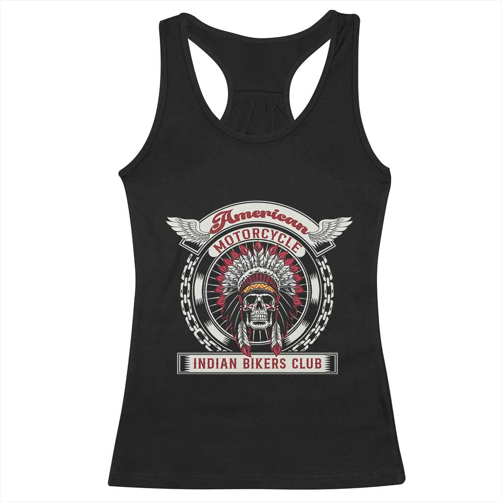 Native American Indian Chief Skull Motorcycle Headdress Racerback Tank Top - Wonder Print Shop