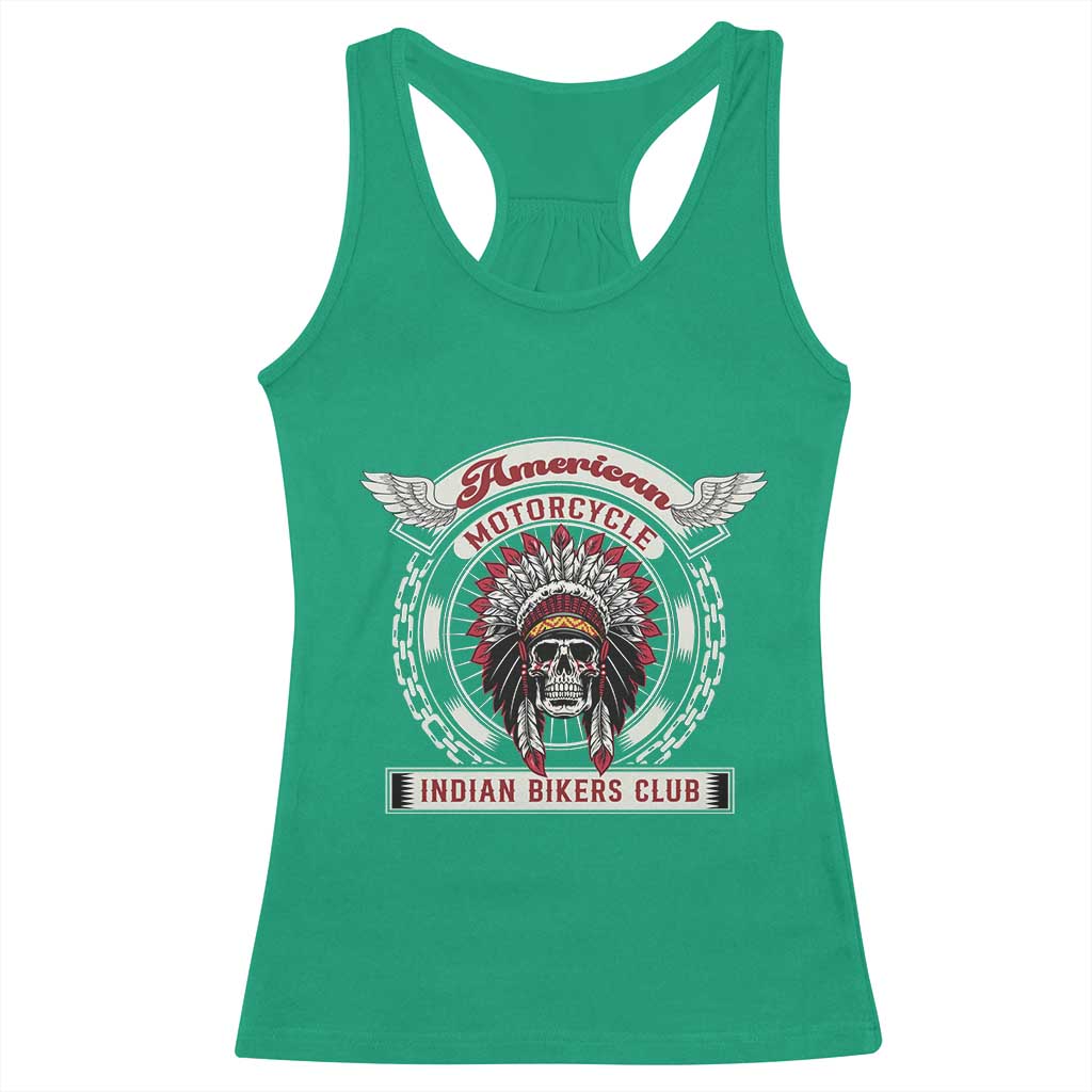 Native American Indian Chief Skull Motorcycle Headdress Racerback Tank Top - Wonder Print Shop
