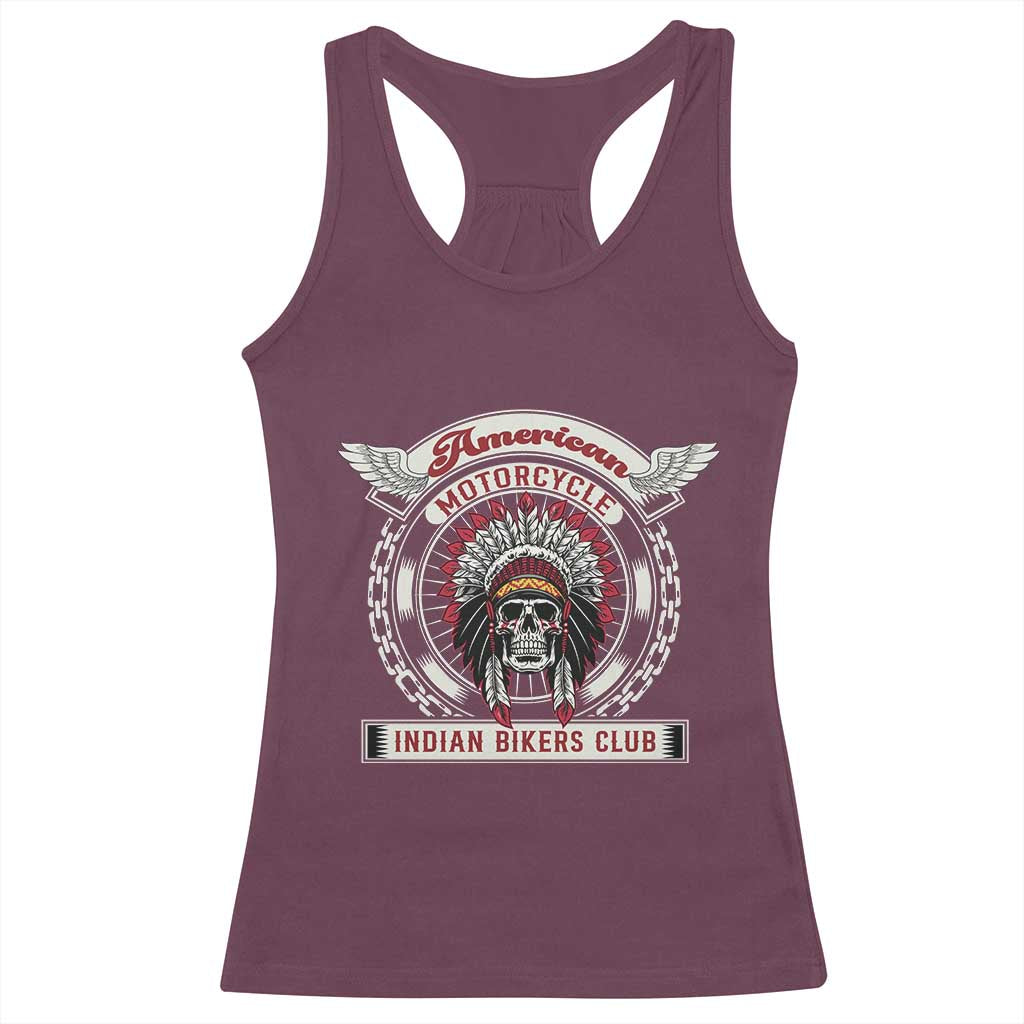 Native American Indian Chief Skull Motorcycle Headdress Racerback Tank Top - Wonder Print Shop