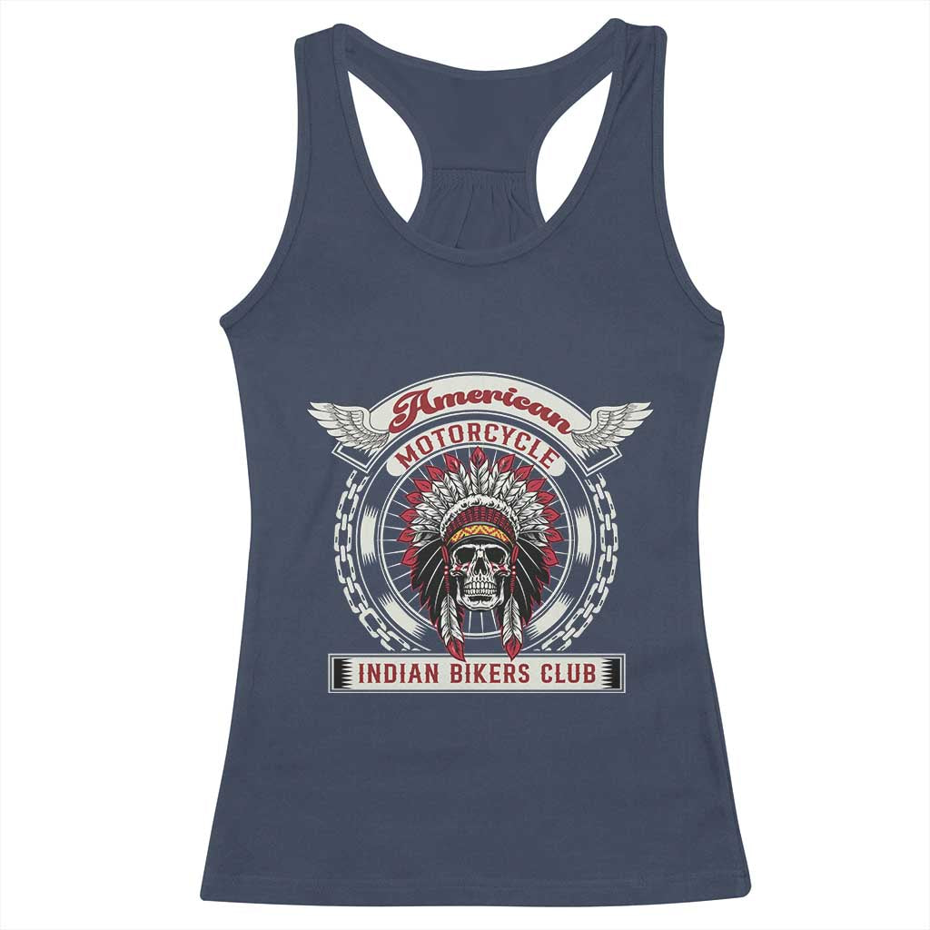 Native American Indian Chief Skull Motorcycle Headdress Racerback Tank Top - Wonder Print Shop