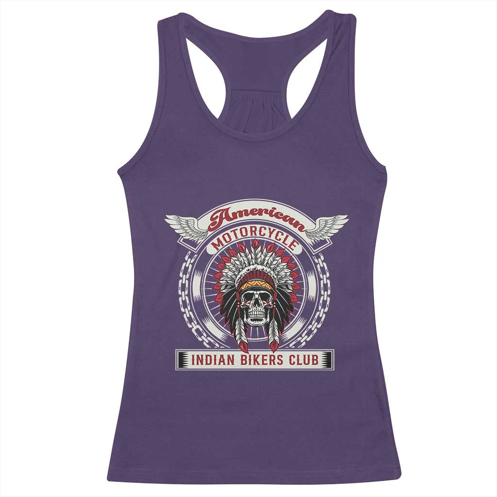 Native American Indian Chief Skull Motorcycle Headdress Racerback Tank Top - Wonder Print Shop