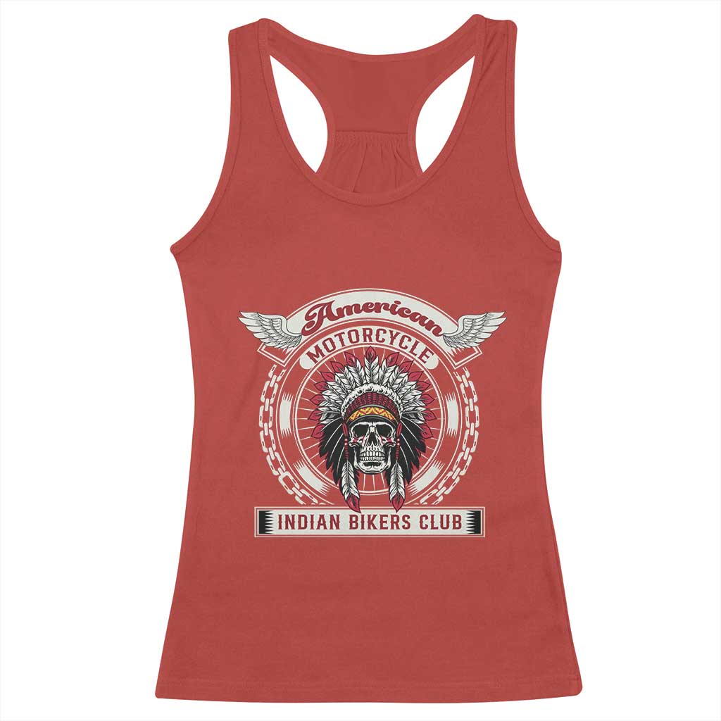 Native American Indian Chief Skull Motorcycle Headdress Racerback Tank Top - Wonder Print Shop