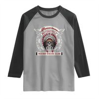 Native American Indian Chief Skull Motorcycle Headdress Raglan Shirt - Wonder Print Shop