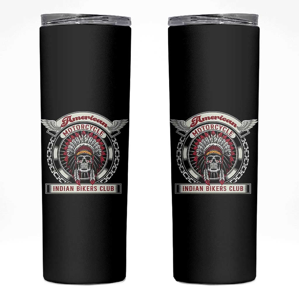 Native American Indian Chief Skull Motorcycle Headdress Skinny Tumbler