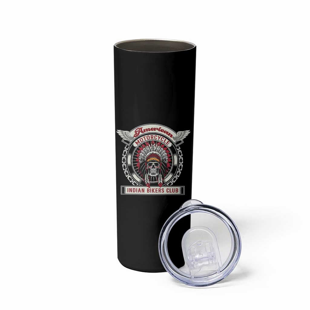 Native American Indian Chief Skull Motorcycle Headdress Skinny Tumbler