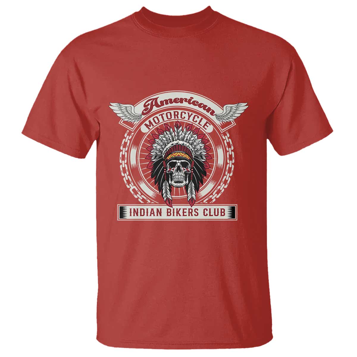 Native American Indian Chief Skull Motorcycle Headdress T Shirt - Wonder Print Shop