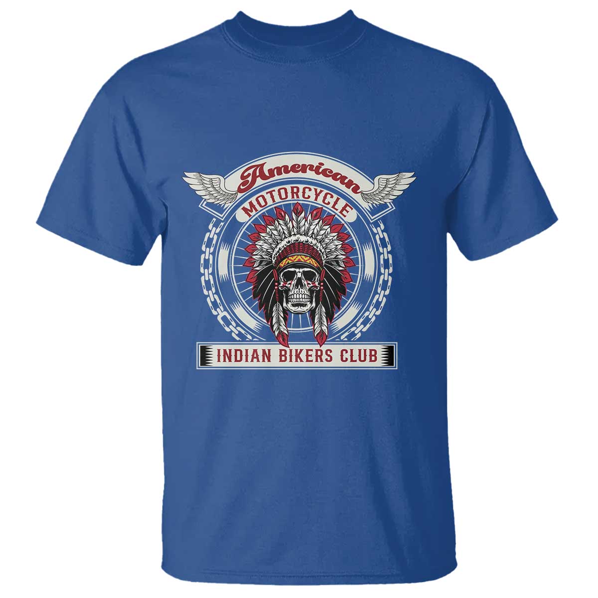 Native American Indian Chief Skull Motorcycle Headdress T Shirt - Wonder Print Shop